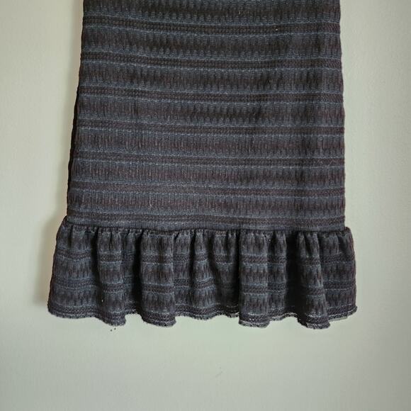 Free People Drop Waist Black Scoopneck Knit Short Sleeve Mini Dress Medium - Picture 8 of 9